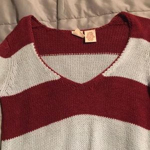 Women’s blue and burgundy striped sweater